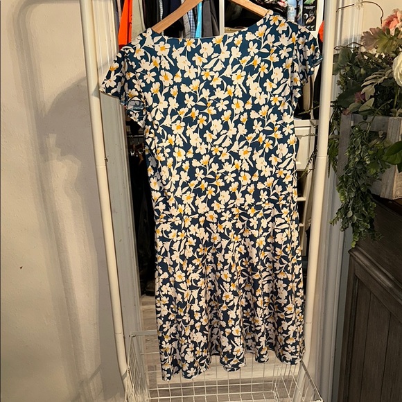 Floral Blue and Yellow Dress - Picture 3 of 3